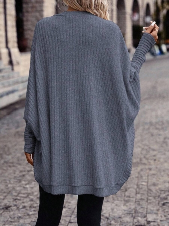 SHEIN Frenchy Women's Solid Color Bat Wing Casual Open Front Long Sleeve Jacket In Fall/Winter - Image 93