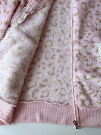 Elamini 1pc Black & White Casual Cute Contrast Color Flannel Thermal Lined Printed Leopard Heart Zip-Up Soft Sweatshirt Jacket For Women, Back To School Season - Image 9