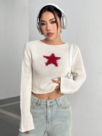 EgrlEra Women's Casual Star Pattern Sweater, Autumn - Image 9