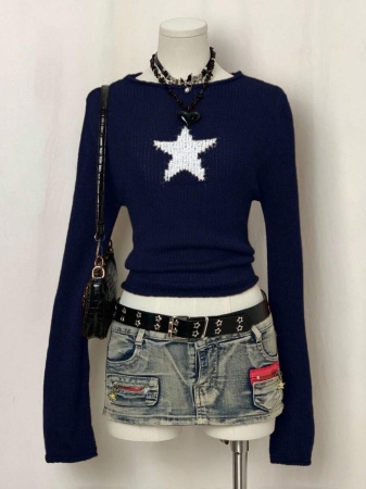 EgrlEra Women's Casual Star Pattern Sweater, Autumn - Image 22