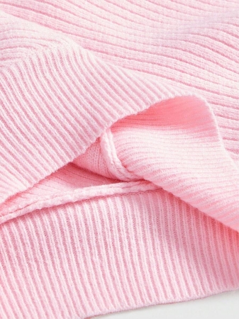 ROMWE Kawaii 2pcs/Set Autumn/Winter Versatile White Aesthetic Sweet Girl Tube Top & Lantern Sleeve Sweater - Image 6