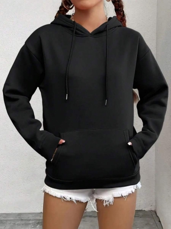 Women's Simple Hoodie With Front Pockets - Comfortable Everyday Pullover For Fall And Winter, Machine Washable Casual Sweatshirt, Fall/Winter Style | Hooded Pullover | Ribbed Cuffs, Sweater Sweatshirt - Image 2