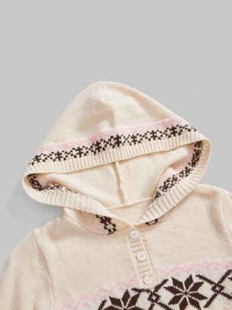 ROMWE Avant Vintage Y2K Fair Isle Bowknot Fitted Hooded Sweater For Women - Image 4