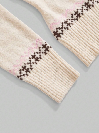 ROMWE Avant Vintage Y2K Fair Isle Bowknot Fitted Hooded Sweater For Women - Image 5