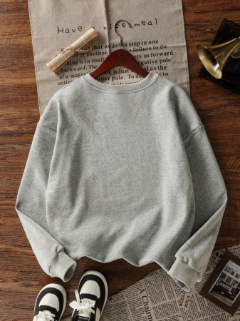 Women's Casual Crew Neck Sweatshirt With Stylish Color Blocking And English Graphic Print, Versatile For Daily Wear, Autumn/Winter - Image 27