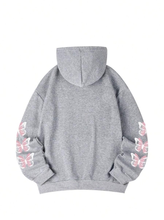 Women's Autumn/Winter New Simple Ins Dreamy Girl Sweet Butterfly Print Casual Everyday Versatile Hoodie Sweatshirt - Image 7