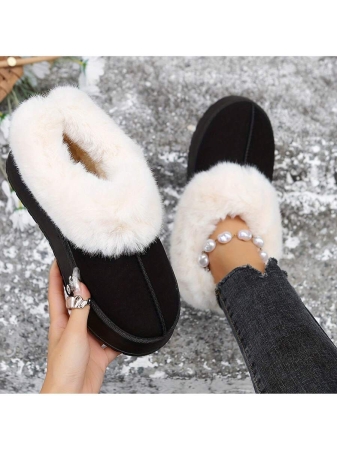 Women Slippers Winter - Thick Flat Suede Shearling Shoes: Warm & Comfy Snow Shoes With Thick Soles, Short Boots Casual For Women Winter Boots Boots For Women Fluffy Boots - Image 5