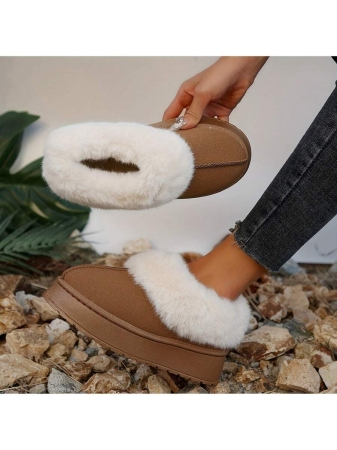Women Slippers Winter - Thick Flat Suede Shearling Shoes: Warm & Comfy Snow Shoes With Thick Soles, Short Boots Casual For Women Winter Boots Boots For Women Fluffy Boots - Image 10
