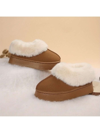 Women Slippers Winter - Thick Flat Suede Shearling Shoes: Warm & Comfy Snow Shoes With Thick Soles, Short Boots Casual For Women Winter Boots Boots For Women Fluffy Boots - Image 12