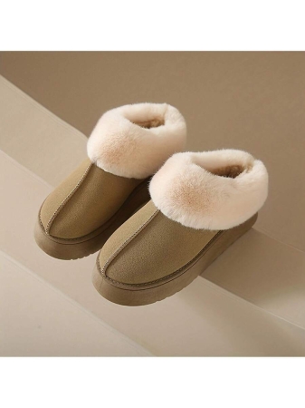 Women Slippers Winter - Thick Flat Suede Shearling Shoes: Warm & Comfy Snow Shoes With Thick Soles, Short Boots Casual For Women Winter Boots Boots For Women Fluffy Boots - Image 14