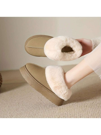 Women Slippers Winter - Thick Flat Suede Shearling Shoes: Warm & Comfy Snow Shoes With Thick Soles, Short Boots Casual For Women Winter Boots Boots For Women Fluffy Boots - Image 19