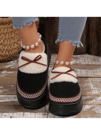 Women Slippers Winter - Thick Flat Suede Shearling Shoes: Warm & Comfy Snow Shoes With Thick Soles, Short Boots Casual For Women Winter Boots Boots For Women Fluffy Boots - Image 26