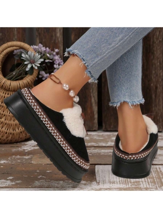 Women Slippers Winter - Thick Flat Suede Shearling Shoes: Warm & Comfy Snow Shoes With Thick Soles, Short Boots Casual For Women Winter Boots Boots For Women Fluffy Boots - Image 29