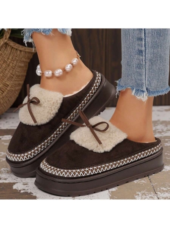 Women Slippers Winter - Thick Flat Suede Shearling Shoes: Warm & Comfy Snow Shoes With Thick Soles, Short Boots Casual For Women Winter Boots Boots For Women Fluffy Boots - Image 34