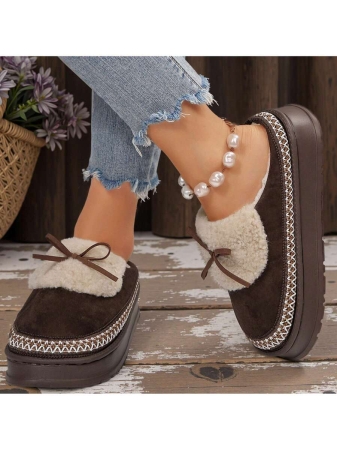 Women Slippers Winter - Thick Flat Suede Shearling Shoes: Warm & Comfy Snow Shoes With Thick Soles, Short Boots Casual For Women Winter Boots Boots For Women Fluffy Boots - Image 37