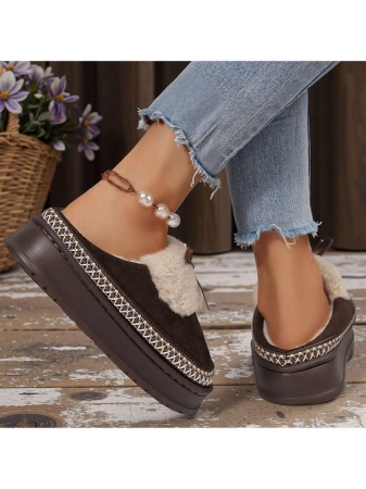 Women Slippers Winter - Thick Flat Suede Shearling Shoes: Warm & Comfy Snow Shoes With Thick Soles, Short Boots Casual For Women Winter Boots Boots For Women Fluffy Boots - Image 38