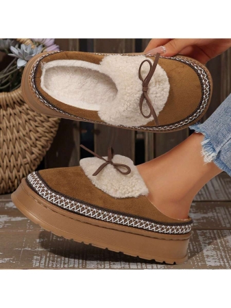 Women Slippers Winter - Thick Flat Suede Shearling Shoes: Warm & Comfy Snow Shoes With Thick Soles, Short Boots Casual For Women Winter Boots Boots For Women Fluffy Boots - Image 42