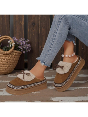 Women Slippers Winter - Thick Flat Suede Shearling Shoes: Warm & Comfy Snow Shoes With Thick Soles, Short Boots Casual For Women Winter Boots Boots For Women Fluffy Boots - Image 43