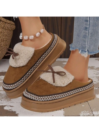 Women Slippers Winter - Thick Flat Suede Shearling Shoes: Warm & Comfy Snow Shoes With Thick Soles, Short Boots Casual For Women Winter Boots Boots For Women Fluffy Boots - Image 44
