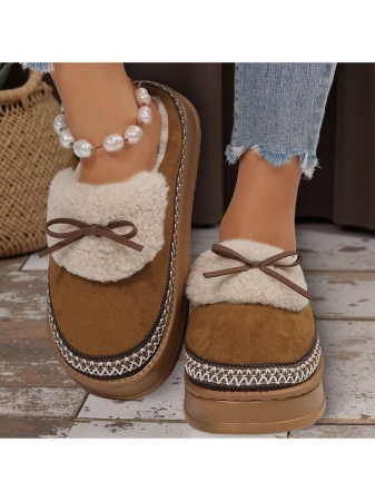Women Slippers Winter - Thick Flat Suede Shearling Shoes: Warm & Comfy Snow Shoes With Thick Soles, Short Boots Casual For Women Winter Boots Boots For Women Fluffy Boots - Image 45