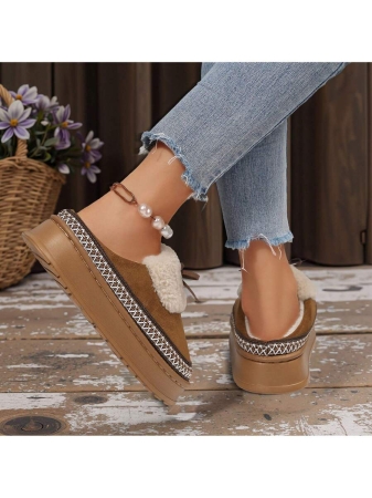 Women Slippers Winter - Thick Flat Suede Shearling Shoes: Warm & Comfy Snow Shoes With Thick Soles, Short Boots Casual For Women Winter Boots Boots For Women Fluffy Boots - Image 47