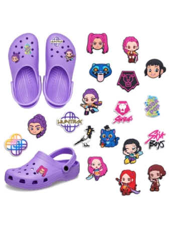K-POP Demon Hunters 16 PC Shoe Charms Accessories Cartoon Decorations For Kids Clogs Sandal Buckle Wristband Gifts