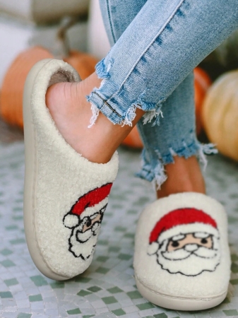 Christmas Style Pattern Fuzzy Slippers For Women And Men, Winter Warm Closed Toe Flat Floor Shoes, Cozy Soft Sole Home Slippers - Image 8