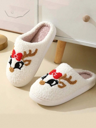 Christmas Style Pattern Fuzzy Slippers For Women And Men, Winter Warm Closed Toe Flat Floor Shoes, Cozy Soft Sole Home Slippers - Image 16