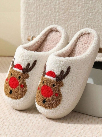 Christmas Style Pattern Fuzzy Slippers For Women And Men, Winter Warm Closed Toe Flat Floor Shoes, Cozy Soft Sole Home Slippers - Image 27