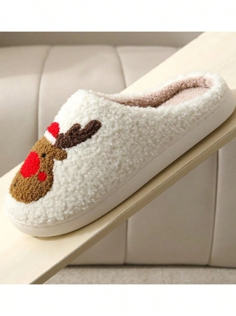 Christmas Style Pattern Fuzzy Slippers For Women And Men, Winter Warm Closed Toe Flat Floor Shoes, Cozy Soft Sole Home Slippers - Image 32