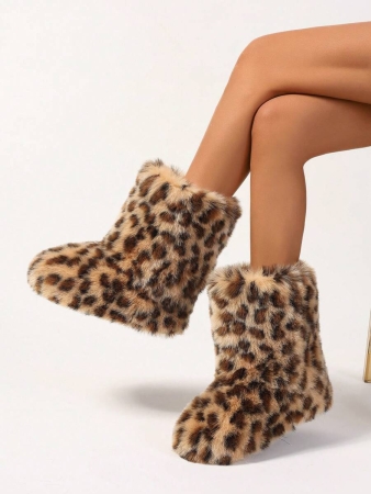 Women's Furry Faux Fur Boots Fuzzy Fluffy Mid Calf Snow Boots Suede Warm Fur Lined Booties Flat Fashion Boots Black Winter Boots For Women - Image 12