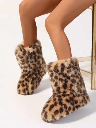 Women's Furry Faux Fur Boots Fuzzy Fluffy Mid Calf Snow Boots Suede Warm Fur Lined Booties Flat Fashion Boots Black Winter Boots For Women - Image 16