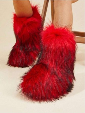 Women's Furry Faux Fur Boots Fuzzy Fluffy Mid Calf Snow Boots Suede Warm Fur Lined Booties Flat Fashion Boots Black Winter Boots For Women - Image 57