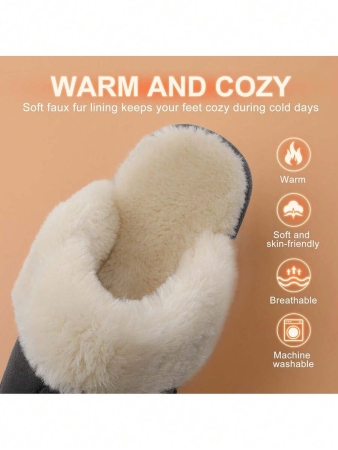 Women's House Slippers Indoor 8 Mm Fuzzy Fluffy Furry Cozy Home Bedroom Comfy Winter Cute Warm Outdoor Classic Style Suede Upper Shoes Snow Slippers For Christmas Gift - Image 9