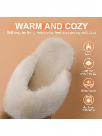 Women's House Slippers Indoor 8 Mm Fuzzy Fluffy Furry Cozy Home Bedroom Comfy Winter Cute Warm Outdoor Classic Style Suede Upper Shoes Snow Slippers For Christmas Gift - Image 32