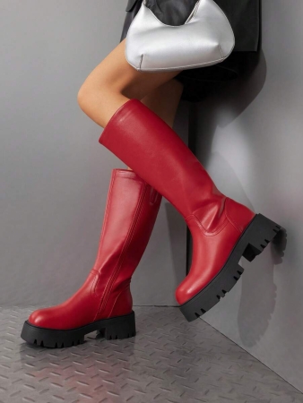 Knee High Boots Women, Comfortable Platform Round-Toe Side Zip Boots For Women - Image 2