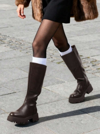 Knee High Boots Women, Comfortable Platform Round-Toe Side Zip Boots For Women - Image 13