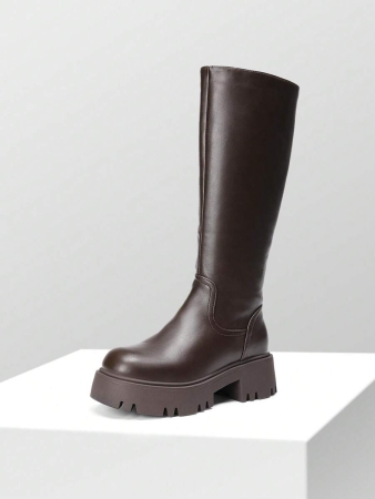 Knee High Boots Women, Comfortable Platform Round-Toe Side Zip Boots For Women - Image 17