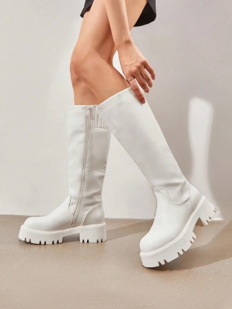 Knee High Boots Women, Comfortable Platform Round-Toe Side Zip Boots For Women - Image 25