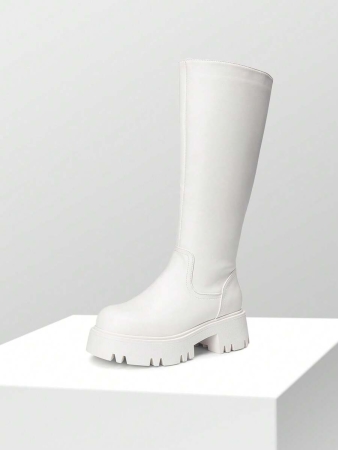 Knee High Boots Women, Comfortable Platform Round-Toe Side Zip Boots For Women - Image 27