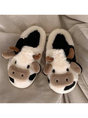 Soft Cow Slippers For Women - Cozy Cotton Animal-Themed Home Shoes Fluffy Winter Shoes For Women - Image 2