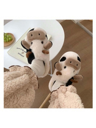 Soft Cow Slippers For Women - Cozy Cotton Animal-Themed Home Shoes Fluffy Winter Shoes For Women - Image 7