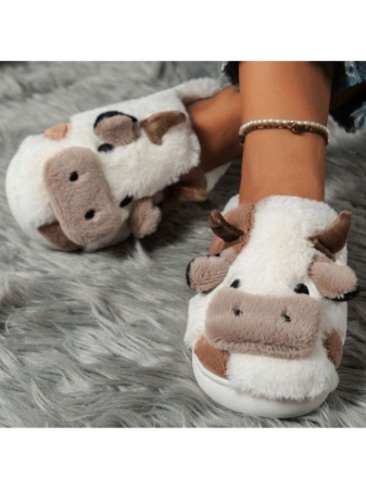 Soft Cow Slippers For Women - Cozy Cotton Animal-Themed Home Shoes Fluffy Winter Shoes For Women - Image 10