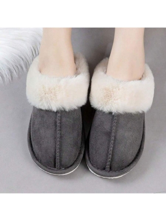 Women's Plush Lined Slippers, Wool Fluffy Moccasins,Outdoor Indoor Dual Use Slippers - Image 2