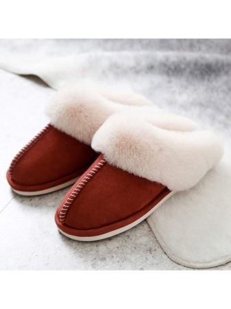 Women's Plush Lined Slippers, Wool Fluffy Moccasins,Outdoor Indoor Dual Use Slippers - Image 5
