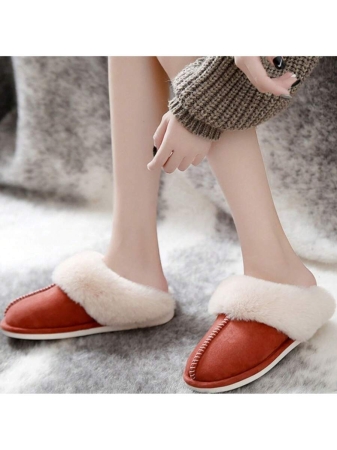 Women's Plush Lined Slippers, Wool Fluffy Moccasins,Outdoor Indoor Dual Use Slippers - Image 7