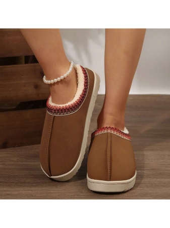 Women's Plush Lined Slippers, Wool Fluffy Moccasins,Outdoor Indoor Dual Use Slippers - Image 34