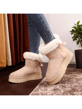 New Women's Winter Snow Boots, Platform Design With Bowknot Accents, Casual Style, Fleece-Lined, Thickened For Warmth, Non-Slip Function, Including Other Women's Winter Boots, Women's Boots And Women's Winter Shoes - Image 4