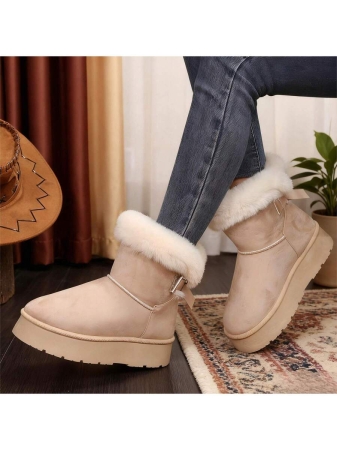 New Women's Winter Snow Boots, Platform Design With Bowknot Accents, Casual Style, Fleece-Lined, Thickened For Warmth, Non-Slip Function, Including Other Women's Winter Boots, Women's Boots And Women's Winter Shoes - Image 5