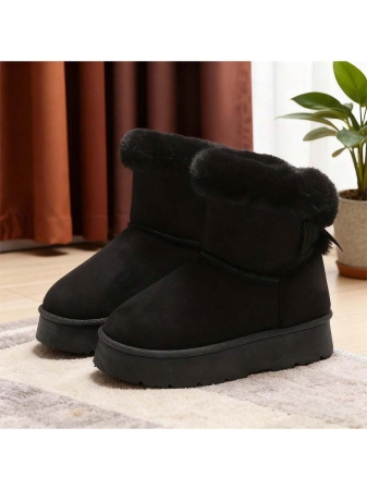 New Women's Winter Snow Boots, Platform Design With Bowknot Accents, Casual Style, Fleece-Lined, Thickened For Warmth, Non-Slip Function, Including Other Women's Winter Boots, Women's Boots And Women's Winter Shoes - Image 6